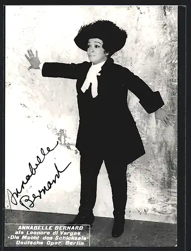 AK Opernsängerin Annabelle Bernard als Leonore di Vargas in Die Macht des Schicksals, Autograph