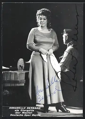AK Opernsängerin Annabelle Bernard als Giorgetta in Der Mantel, Autograph