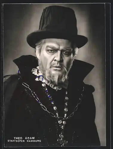 AK Opernsänger Theo Adam im Kostüm, Autograph