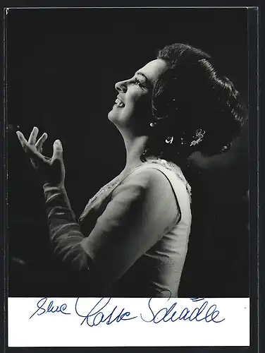 AK Opernsängerin Lotte Schädle im Profil, Autograph