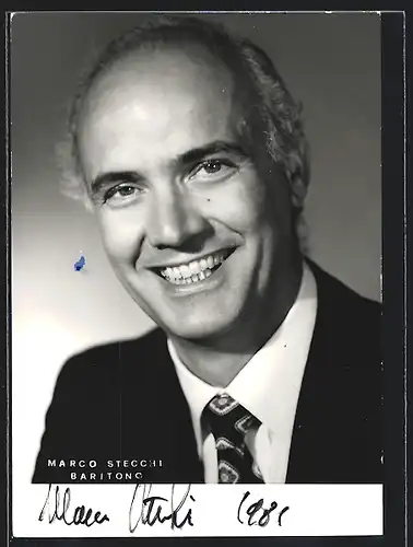 AK Opernsänger Marco Stecchi, Baritono, mit original Autograph