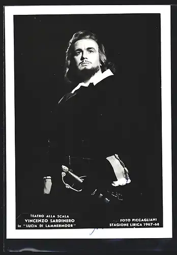 AK Opernsänger Vincenzo Sardinero in Lucia di Lammermoor, mit original Autograph