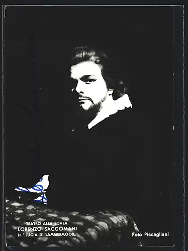 AK Opernsänger Lorenzo Saccomani in Lucia di Lammermoor, mit original Autograph