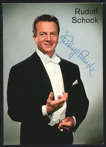 AK Opernsänger Rudolf Schock im Anzug, mit original Autograph
