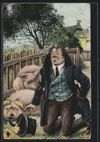 AK Zylinder eines Betrunkenen wird von Schweinen gefressen