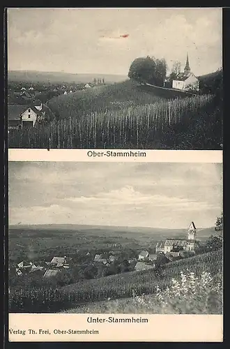 AK Oberstammheim, Ortspartie mit mit Kirche, Unter-Stammheim