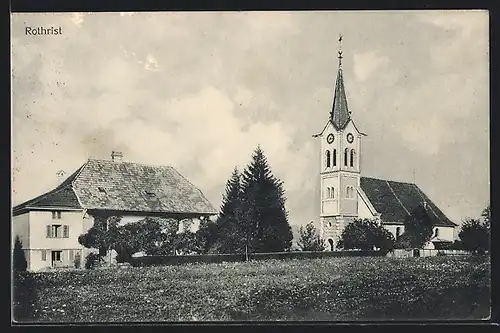 AK Rothrist, Ortspartie mit Kirche