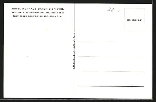 AK Sigriswil, Hotel Kurhaus Bären