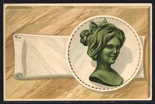 AK Büste einer schönen Frau, Jugendstil