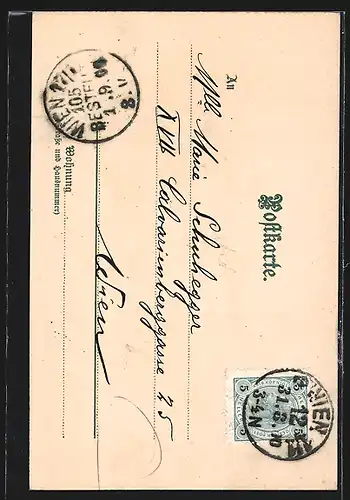 AK Dame im Kleid mit Hut, Jugendstil