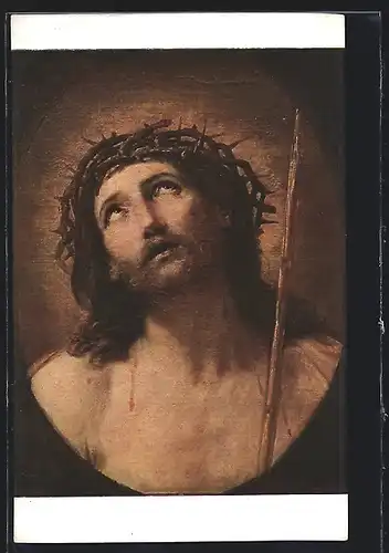 Künstler-AK Jesus mit Dornenkranz auf dem Kopf und Blut am Nacken