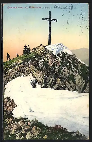 AK Bergsteiger am Gipfelkreuz auf dem Untersberg am Geiereck