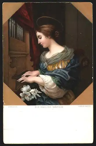 Künstler-AK Schutzpatronin, Die heilige Cäcilie