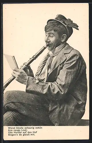 AK Mann im Anzug spielt Stück auf einer Oboe