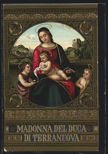 AK Madonna del Duca di Terranuova, Heilige Madonna mit Baby auf dem Schoss