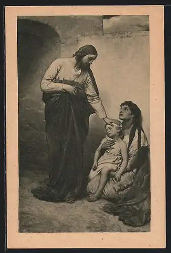 Künstler-AK Jesus heilt ein krankes Kind