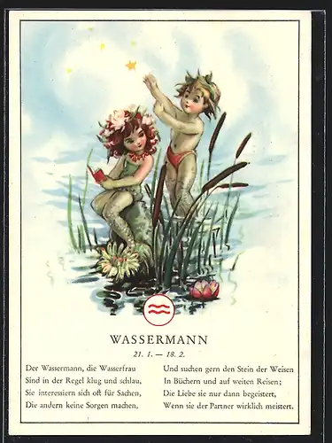 AK Sternzeichen Wassermann, Der Wassermann, die Wasserfrau..., Horoskop, Astrologie