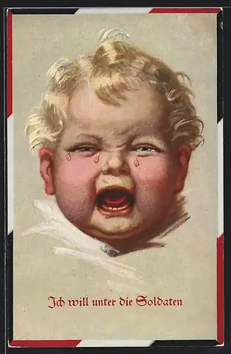 Künstler-AK Wally Fialkowska: Weinendes blondes Baby