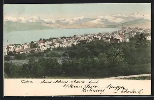 AK Thalwil, Teilansicht mit Bergen