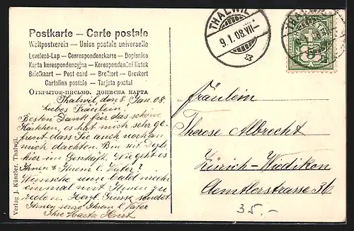 AK Thalwil, Teilansicht mit Bergen