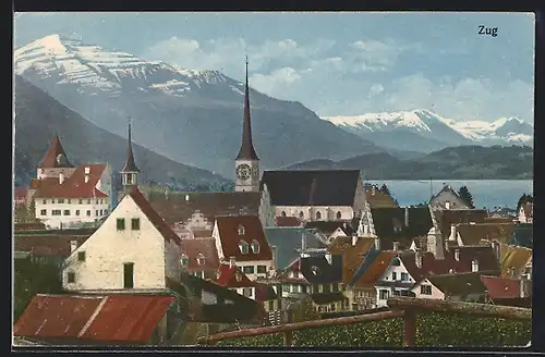 AK Zug, Teilansicht mit Kirche