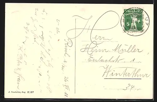 AK Risch am Zugersee, Uferpartie mit Kirche