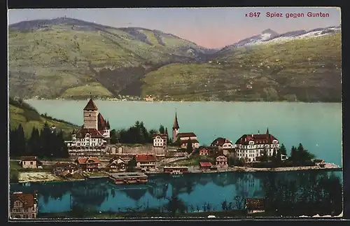 AK Spiez, Teilansicht gegen Gunten