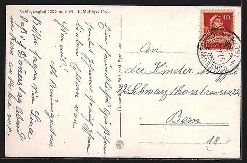AK Schlegwegbad, Ortspartie mit Hotel von F. Matthys