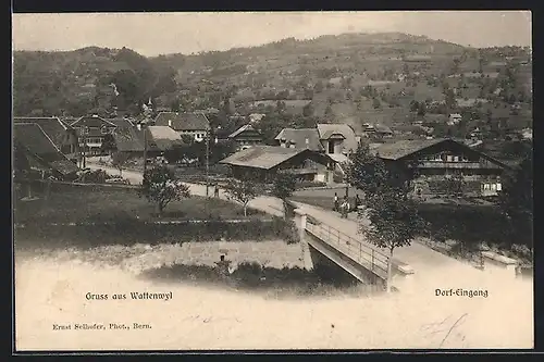 AK Wattenwil, Blick zum Dorf-Eingang