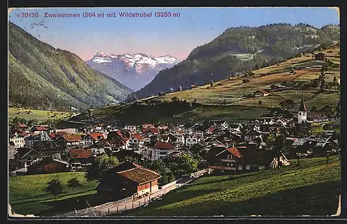 AK Zweisimmen, Teilansicht mit Wildstrubel