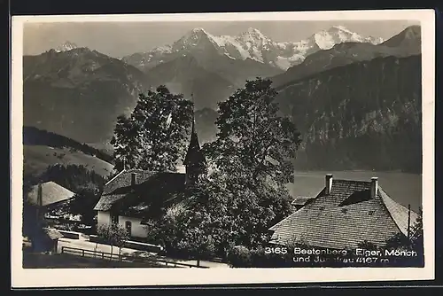 AK Beatenberg, Kirche mit Eiger, Mönch und Jungfrau