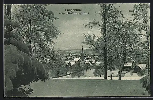 AK Langenthal, Teilansicht im Schnee vom Hinterberg aus