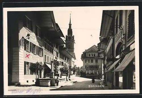AK Zofingen, Strassenpartie mit Gasthaus