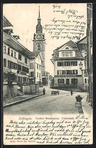 AK Zofingen, Café Holliger in der vorderen Hauptgasse