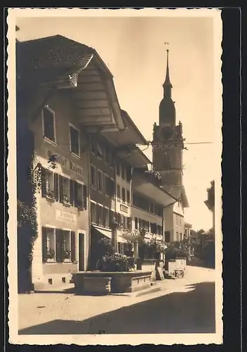 AK Zofingen, Unterstadt mit Rabenbrunnen, Gasthof Raben