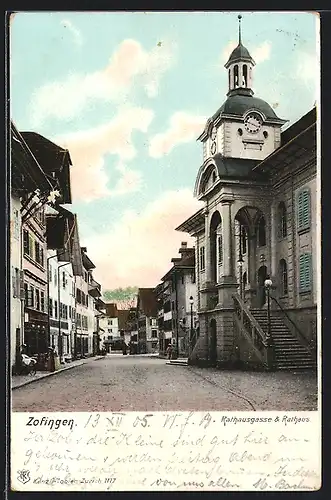 AK Zofingen, Rathausgasse mit Rathaus