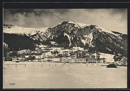 AK Lenk, Ortspartie mit Winterlandschaft