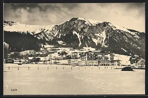 AK Lenk, Ortspartie mit Winterlandschaft