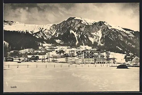 AK Lenk, Ortspartie mit Winterlandschaft