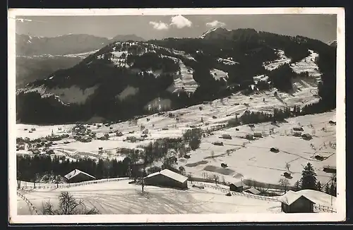 AK Lenk i. S., Ortsansicht im Winter, mit Mülkerblatte