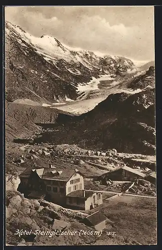 AK Sustenpass, Steinalp, Hotel Steingletscher mit Umgebung aus der Vogelschau