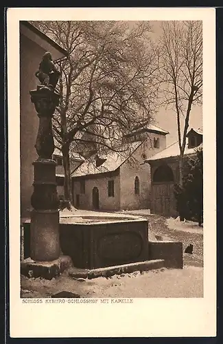 AK Kyburg, Schloss, Schlosshof mit Kapelle im Winter