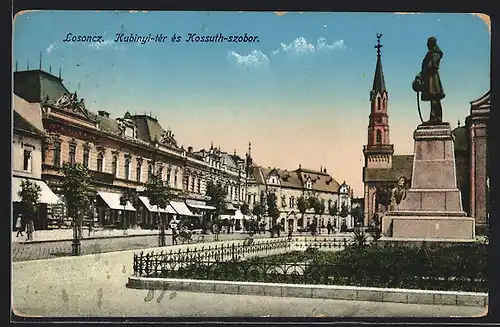 AK Losoncz, Kubinyi-tér és Kossuth-szobor