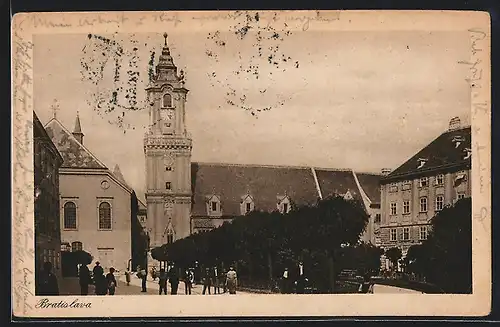 AK Bratislava, Ortspartie mit Uhrturm