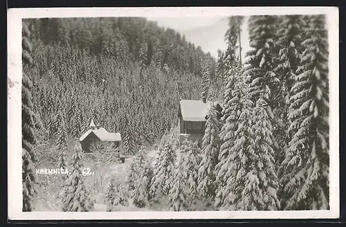 AK Kremnica, Ortsansicht im Schnee