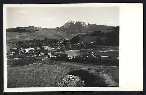 AK Dolní Kubin, Ortsansicht mit Brücke