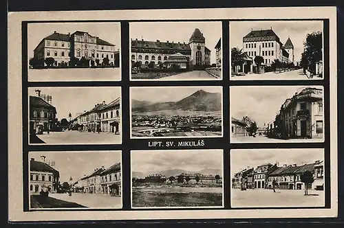 AK Lipt. Sv. Mikulás, Strassenpartie mit grossem Gebäude, Ortsansicht
