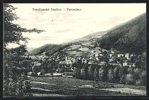 AK Trencianské Teplice, Panorama bei Tag