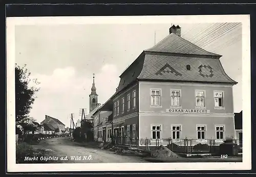 AK Göpfritz a. d. Wild, Strassenpartie an der Handlung von Oskar Albrecht