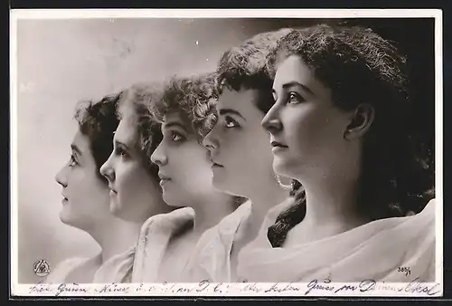 Foto-AK NPG Nr. 385 /1: Portraits von fünf schönen Frauen
